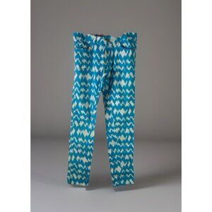 Liquid Gold Girls Size 10 Pants Blue White Aqua Wave 5 Pocket youth Skinny Jeans